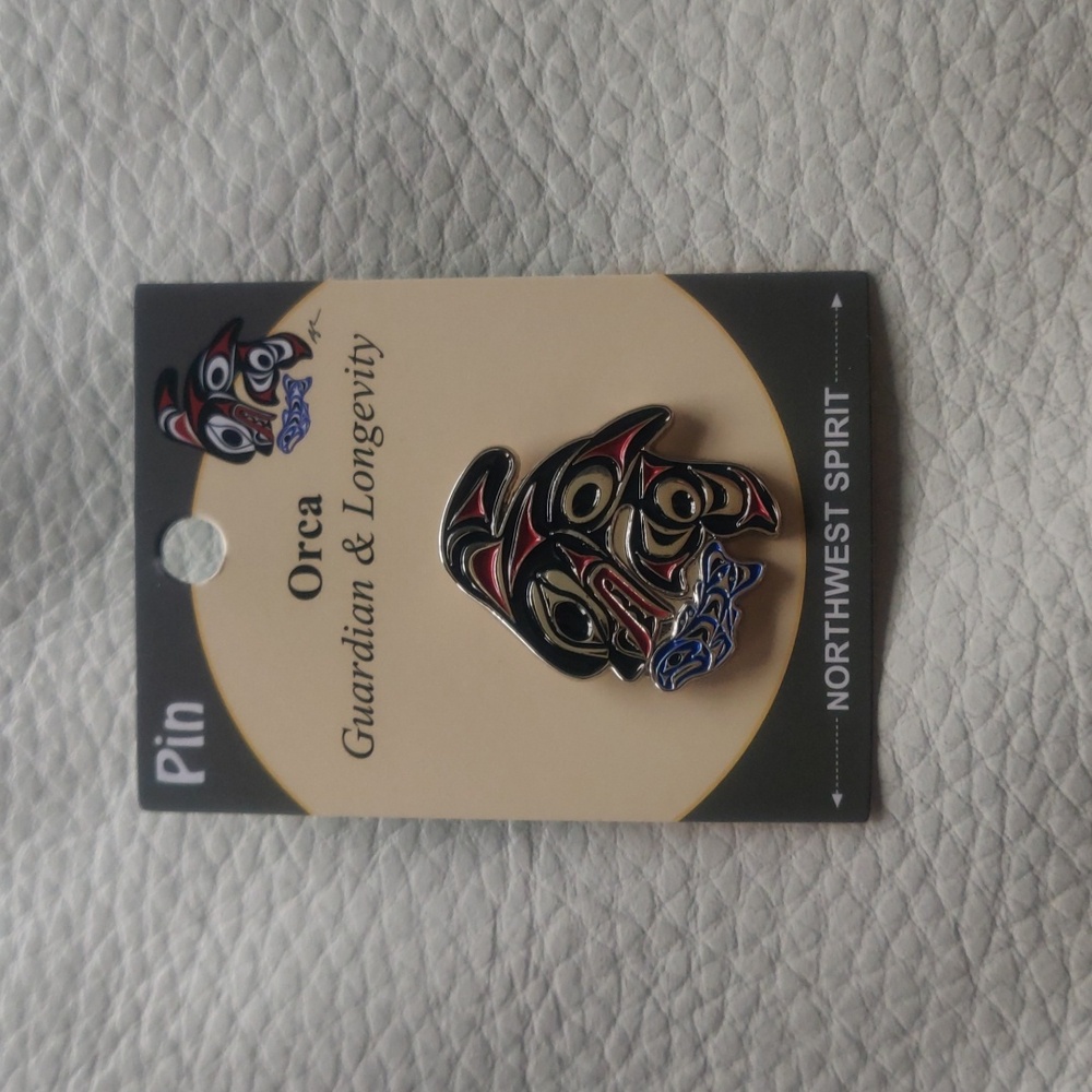 'Orca' Pin Indigenous Design by Douglas Horne, Coast Salish